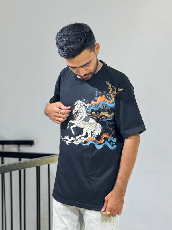 ORC 006 Horse Black Oversized T-Shirt