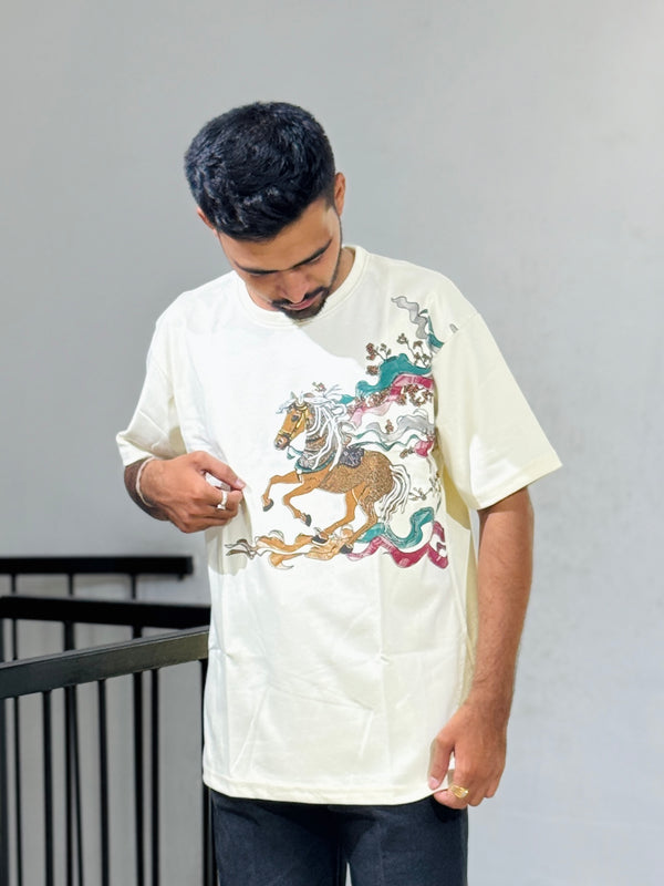 ORC 006 Horse Creeam Oversized T-Shirt
