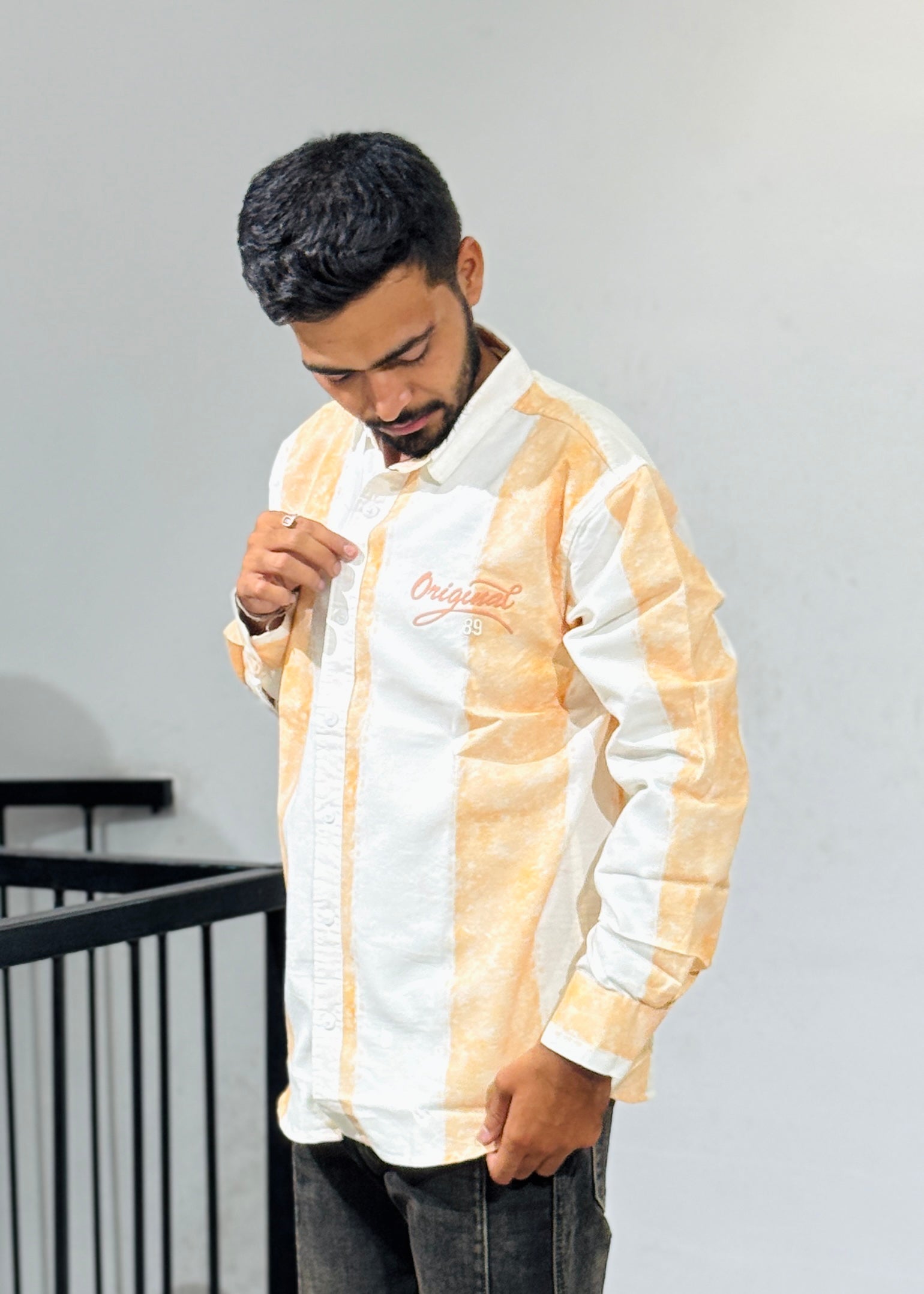 RE-75 WHITE ORANGE SHIRT