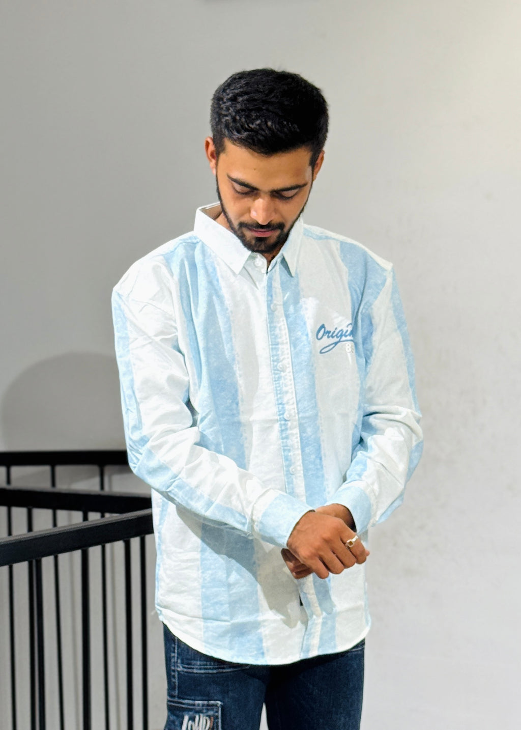 RE-75 WHITE SKY BLUE SHIRT