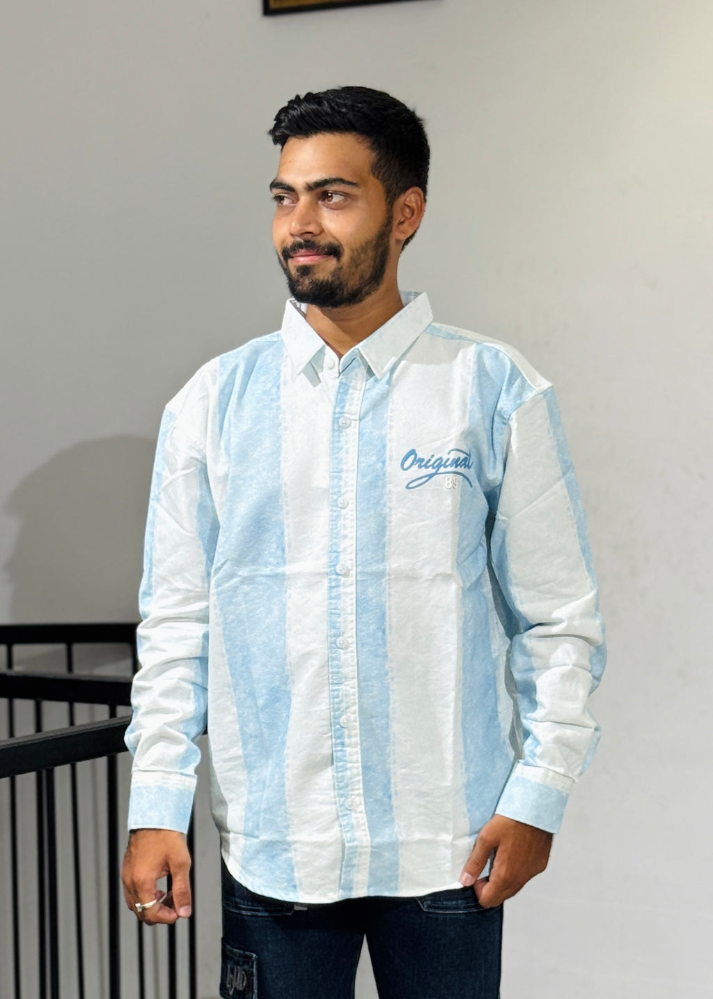 RE-75 WHITE SKY BLUE SHIRT
