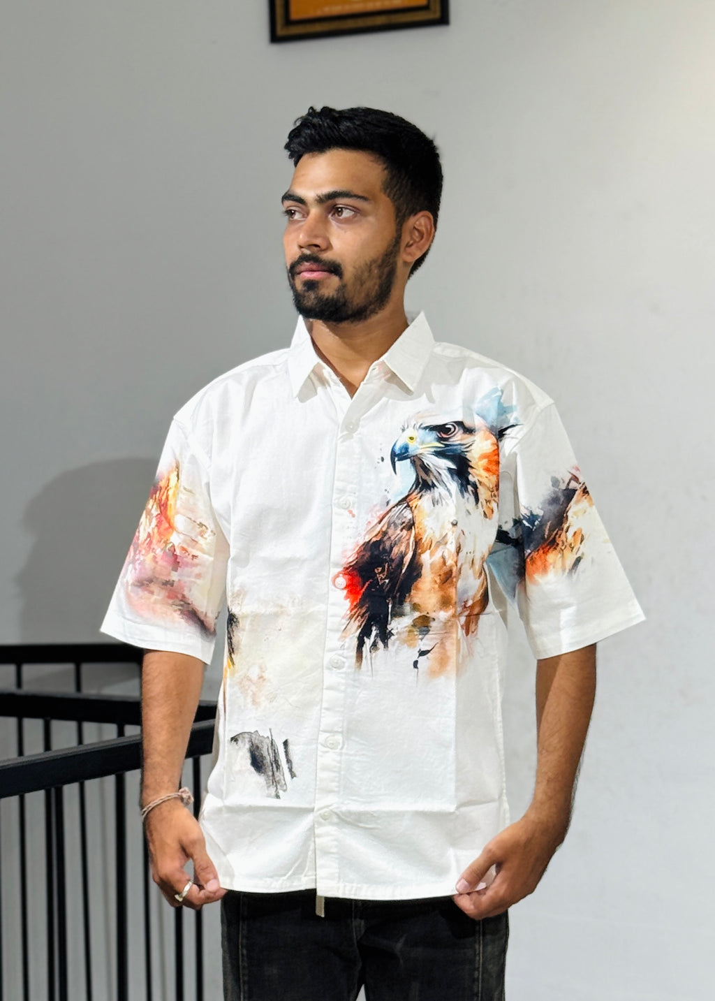 TGT 623 Egale Print Down Shoulder Shirt