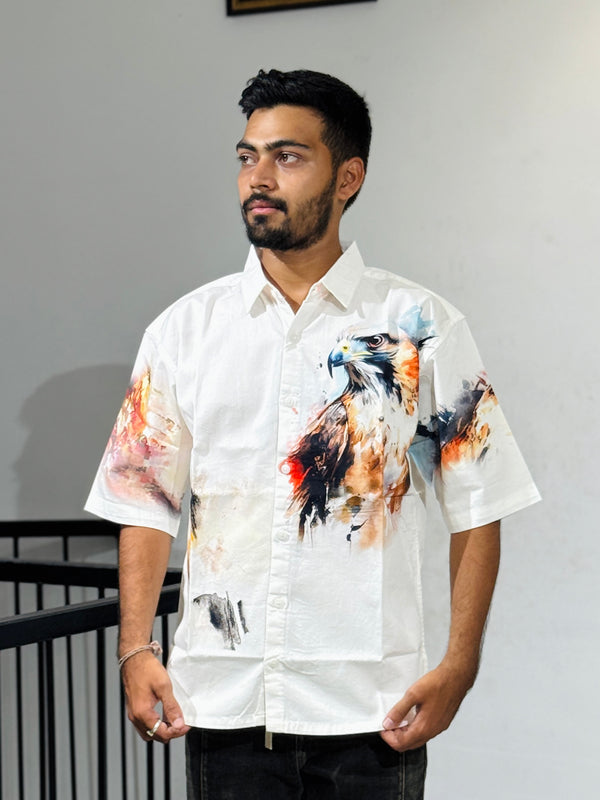 TGT 623 Egale Print Down Shoulder Shirt