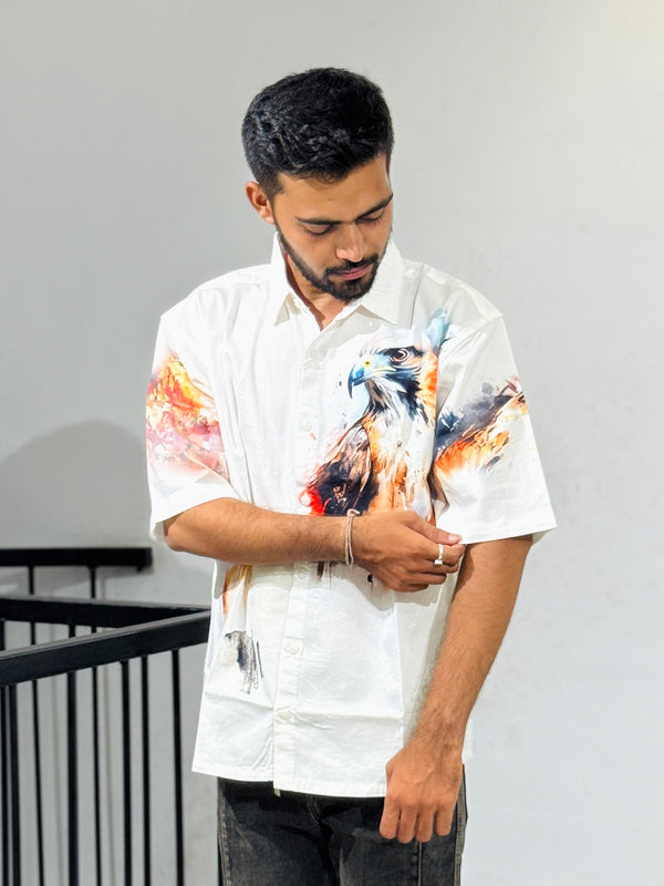 TGT 623 Egale Print Down Shoulder Shirt