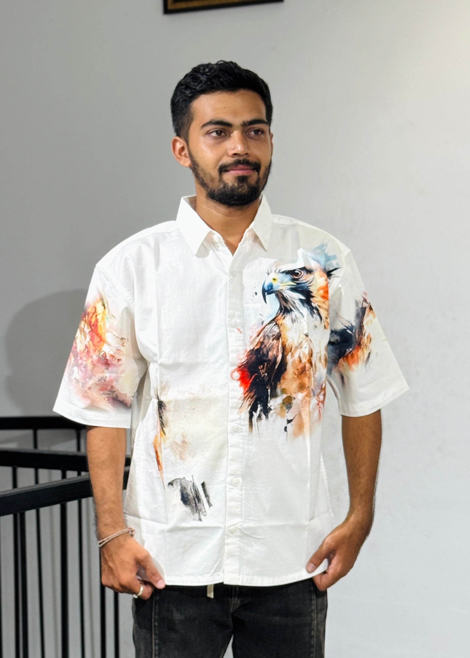 TGT 623 Egale Print Down Shoulder Shirt