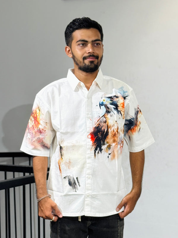 TGT 623 Egale Print Down Shoulder Shirt