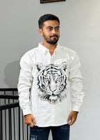 TGT 623 Tigar Print Down Shoulder Shirt