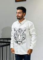 TGT 623 Tigar Print Down Shoulder Shirt