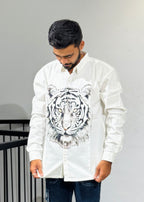 TGT 623 Tigar Print Down Shoulder Shirt