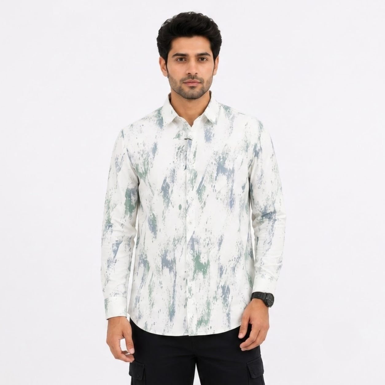 XC-8224 WHITE GREEN SHADED SHIRT