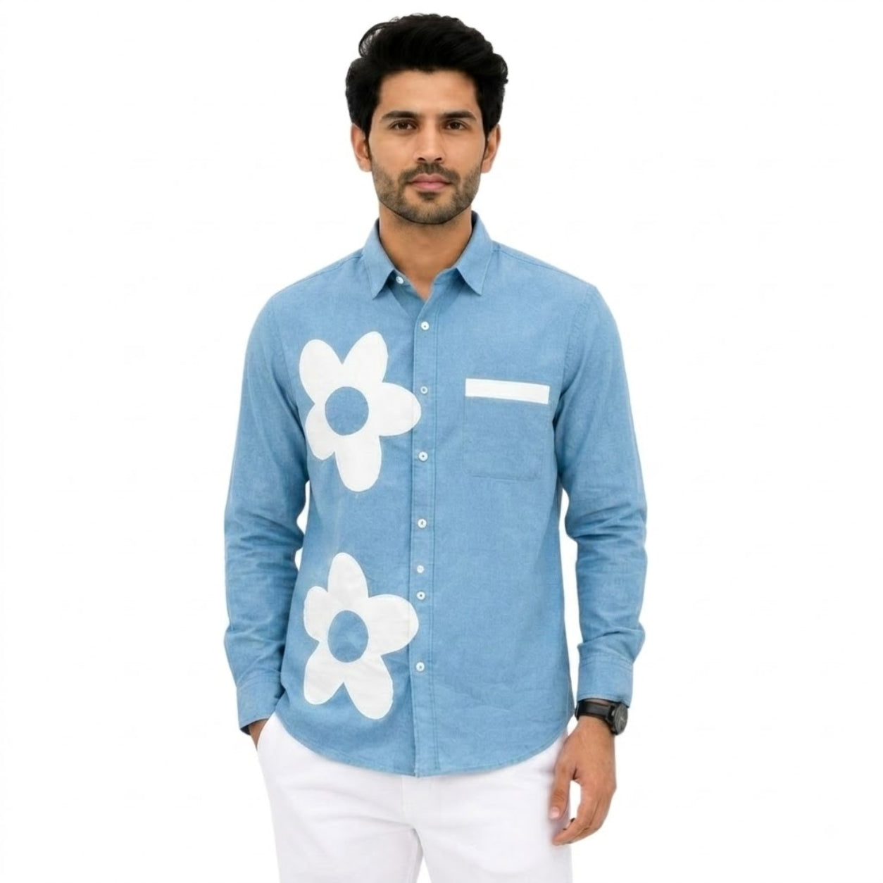 BS-965 FLOWER CREATION LINAN SKY BLUE SHIRT