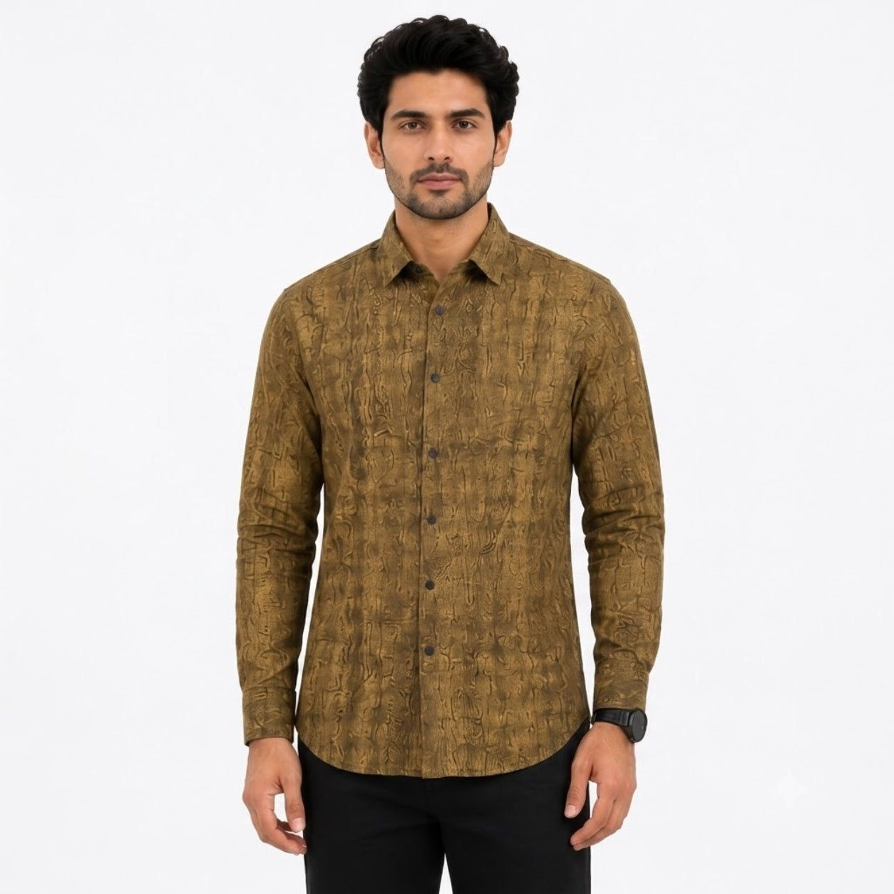 XC-6339 BROWN IMPORTED FABRIC SHIRT