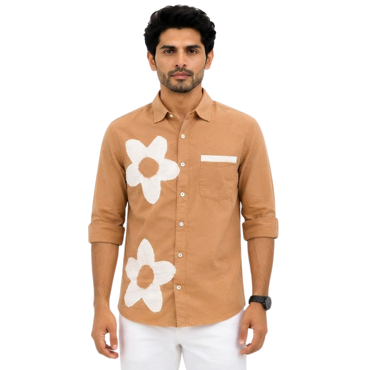 BS-965 FLOWER CREATION LINAN BROWN SHIRT