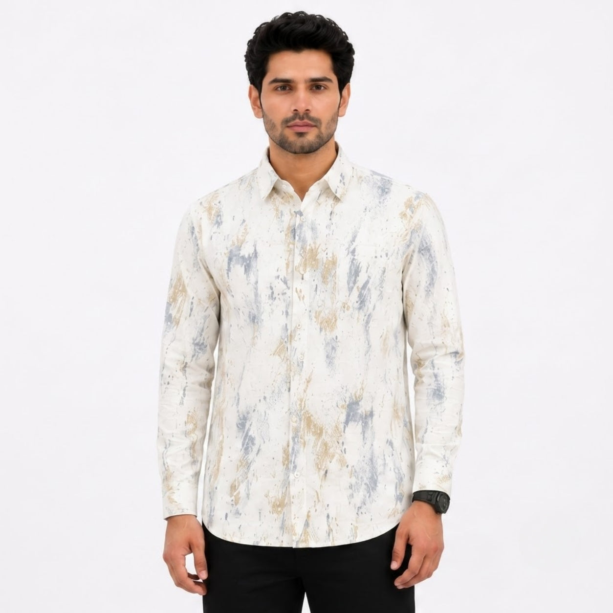 XC-8224 WHITE GREY SHADED SHIRT