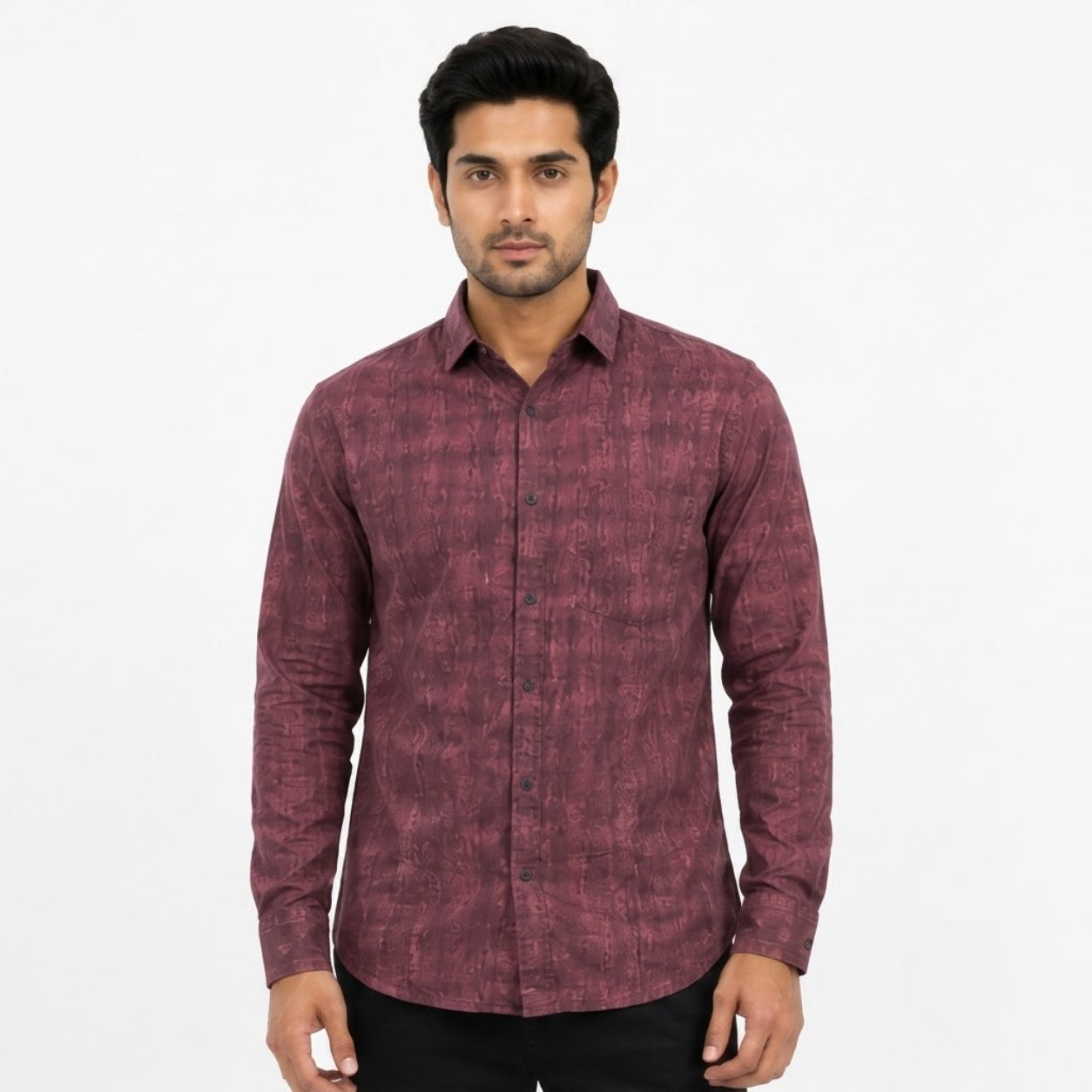 XC-6339 MARRON IMPORTED FABRIC SHIRT