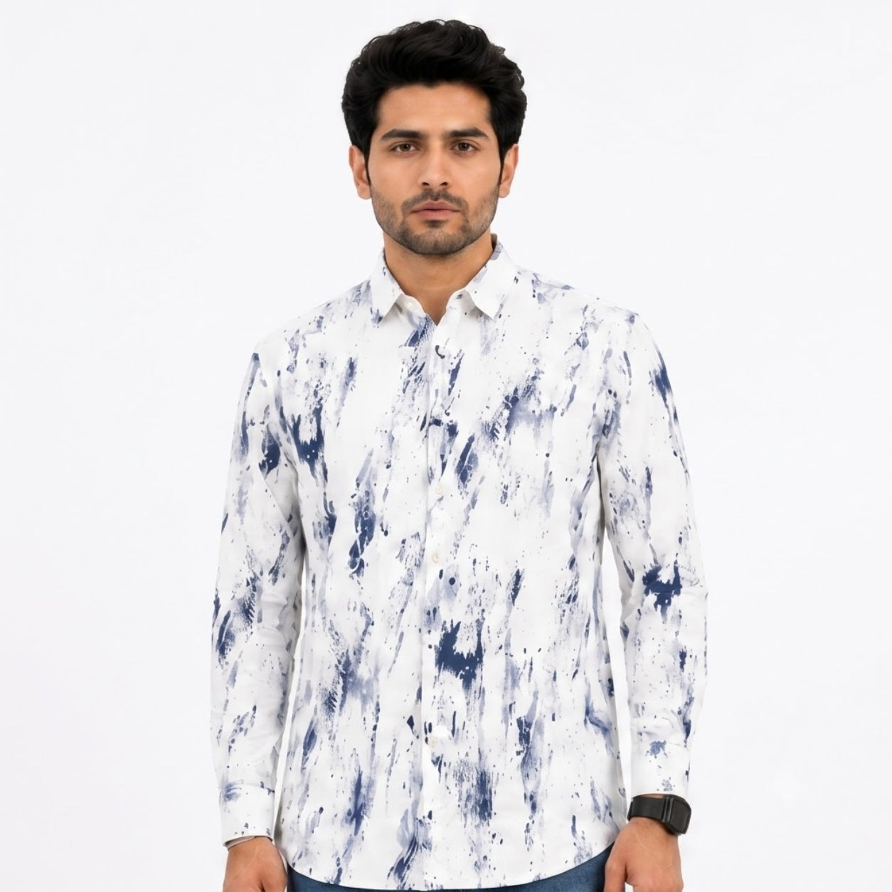 XC-8224 WHITE BLUE SHADED SHIRT