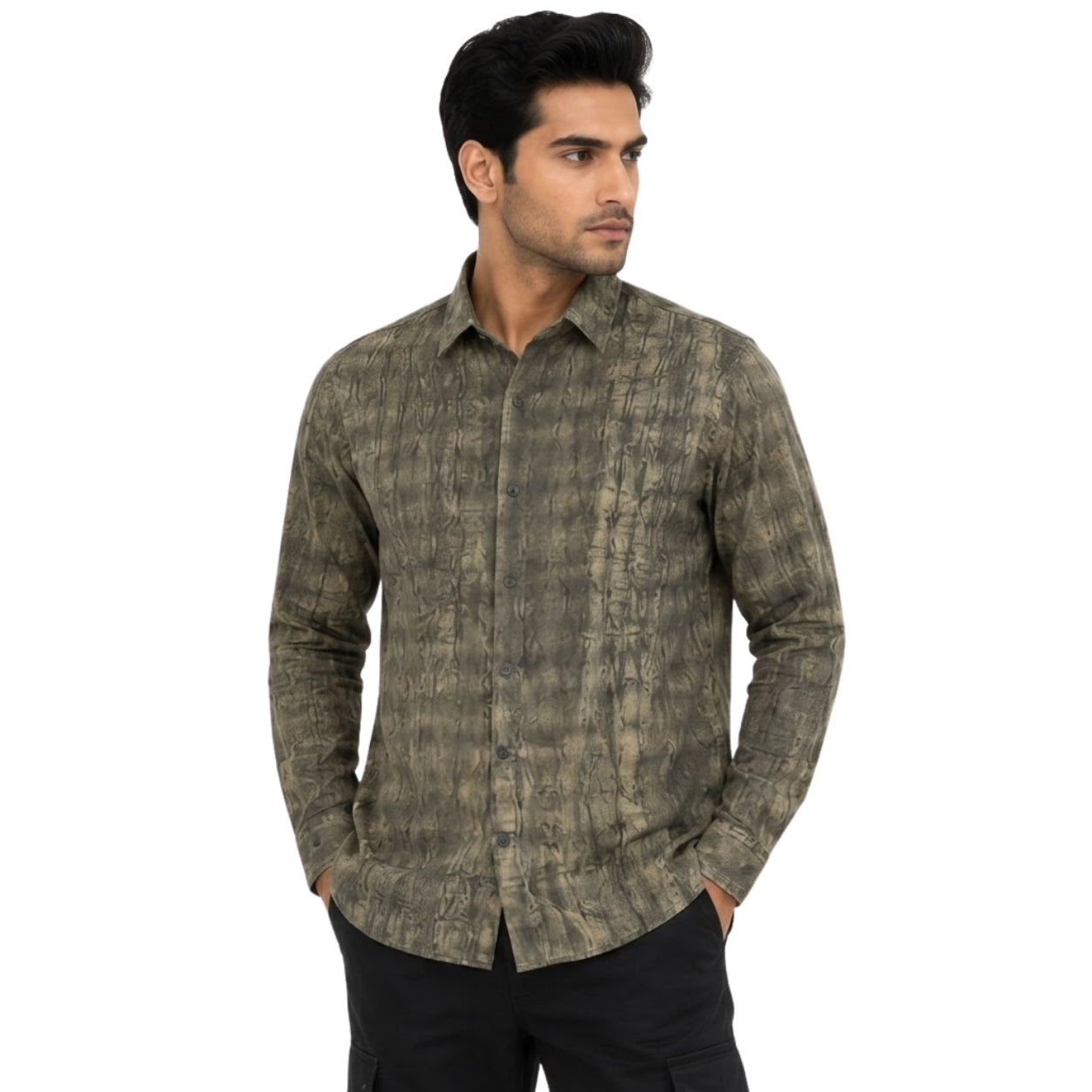 XC-6339 GREEN IMPORTED FABRIC SHIRT