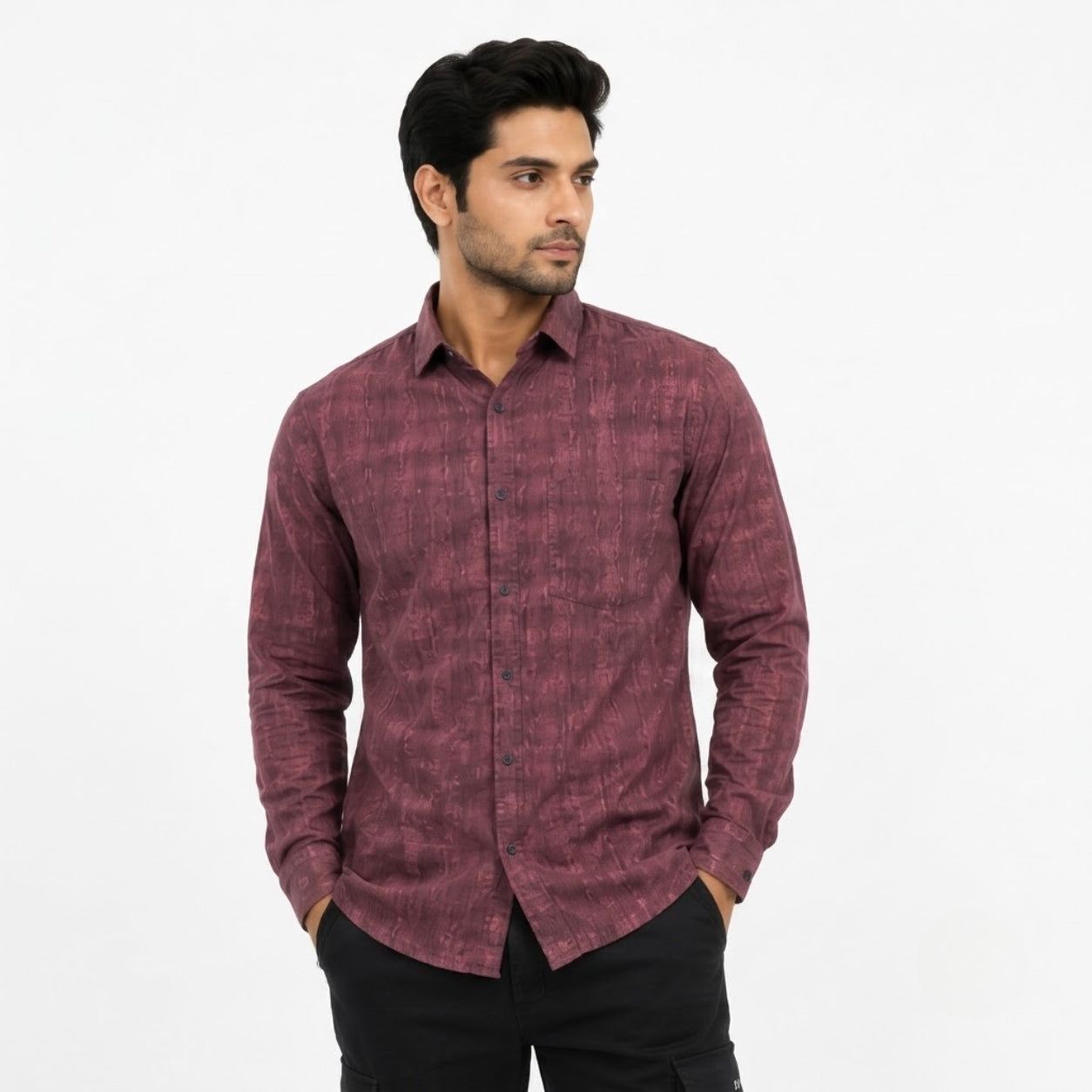 XC-6339 MARRON IMPORTED FABRIC SHIRT