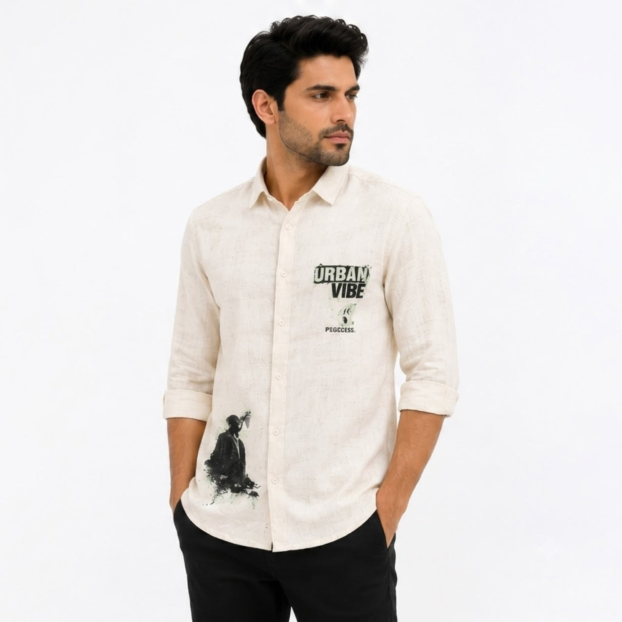 OB-975-B LINAN FABRIC SHIRT