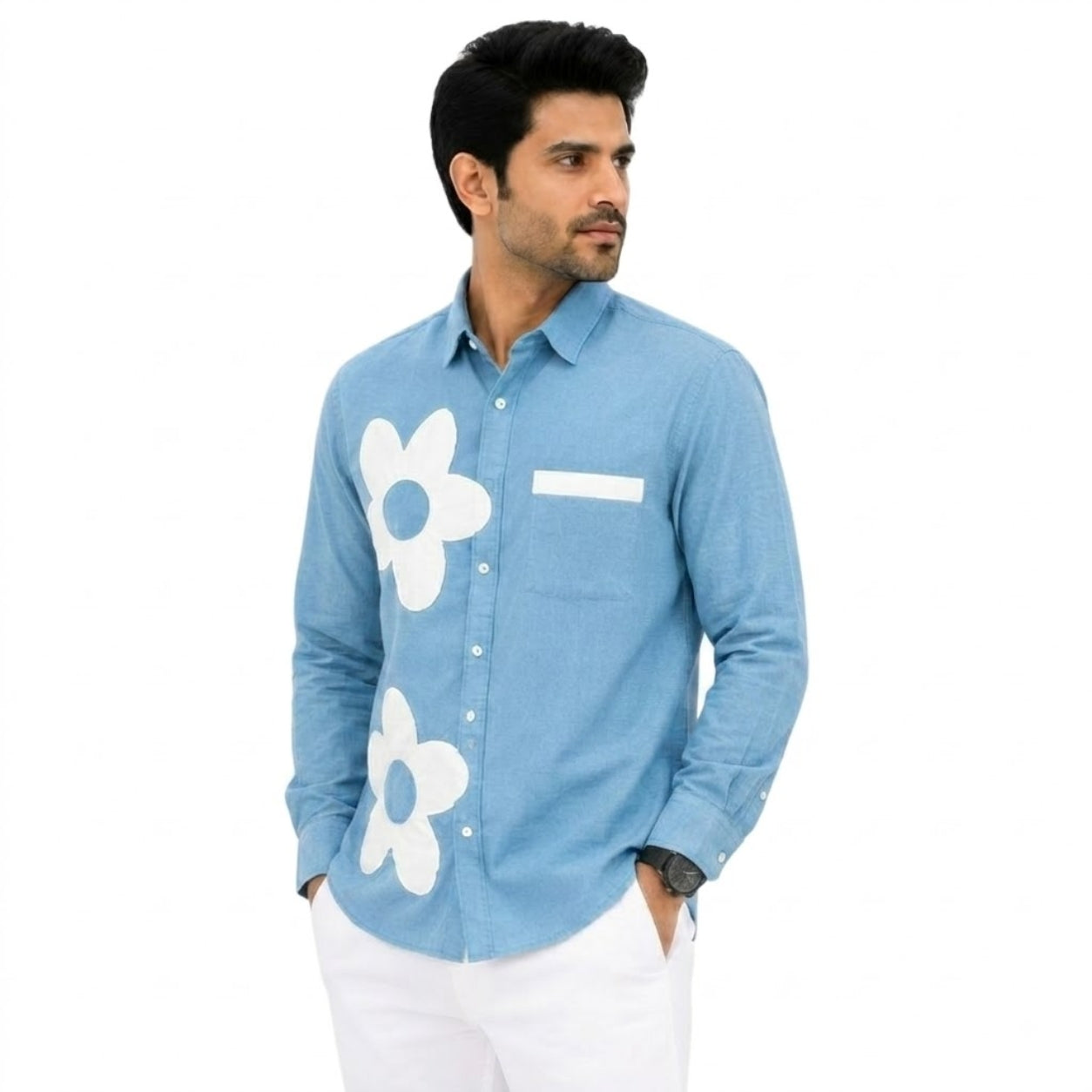 BS-965 FLOWER CREATION LINAN SKY BLUE SHIRT