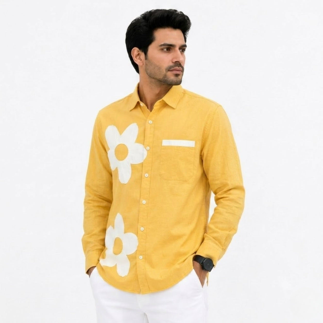 BS-965 FLOWER CREATION LINAN YELLOW SHIRT