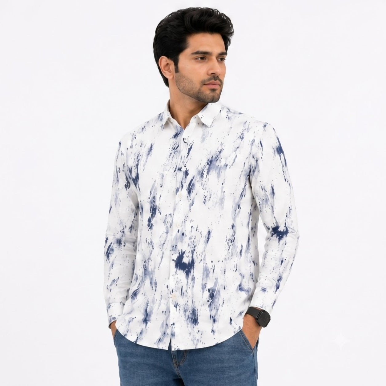 XC-8224 WHITE BLUE SHADED SHIRT