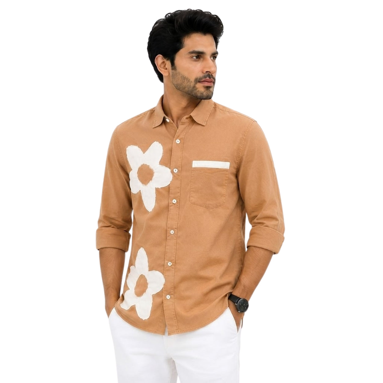 BS-965 FLOWER CREATION LINAN BROWN SHIRT