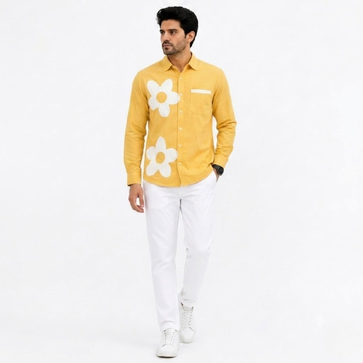 BS-965 FLOWER CREATION LINAN YELLOW SHIRT
