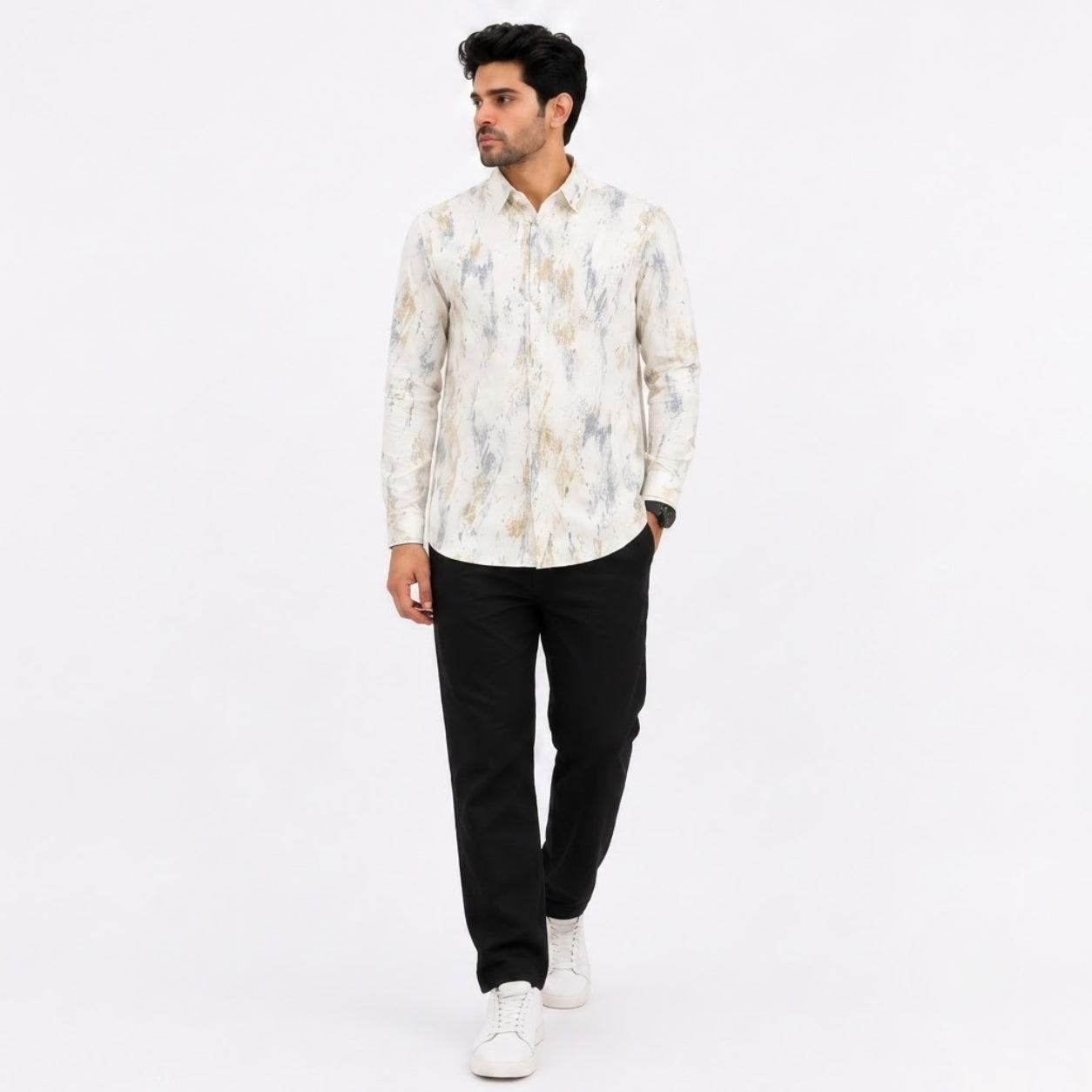 XC-8224 WHITE GREY SHADED SHIRT