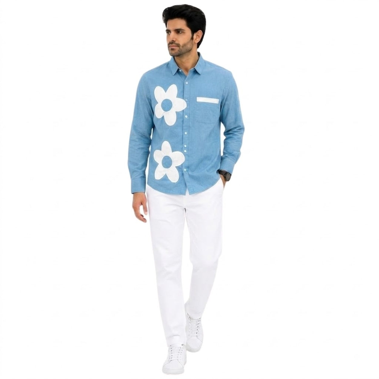 BS-965 FLOWER CREATION LINAN SKY BLUE SHIRT