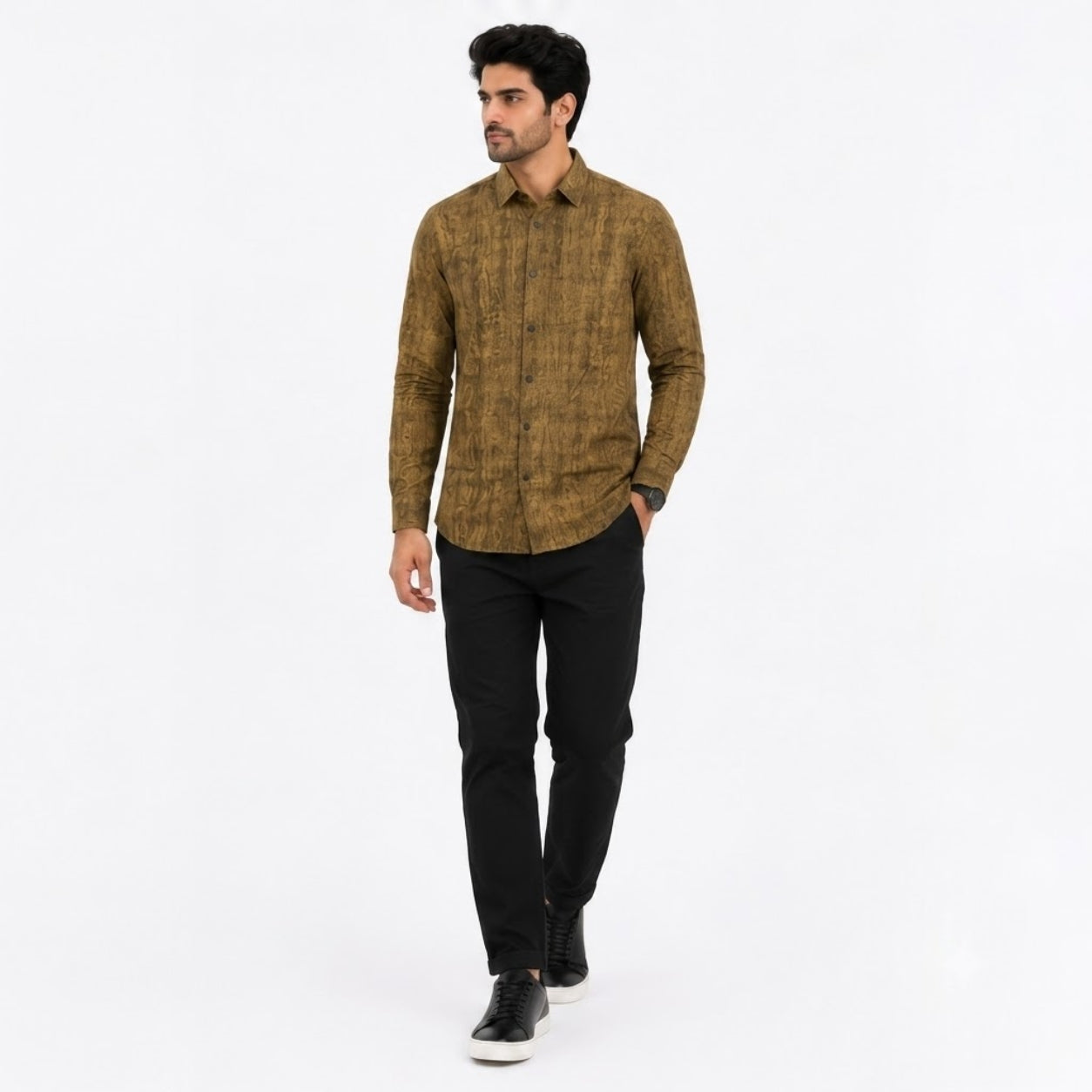 XC-6339 BROWN IMPORTED FABRIC SHIRT