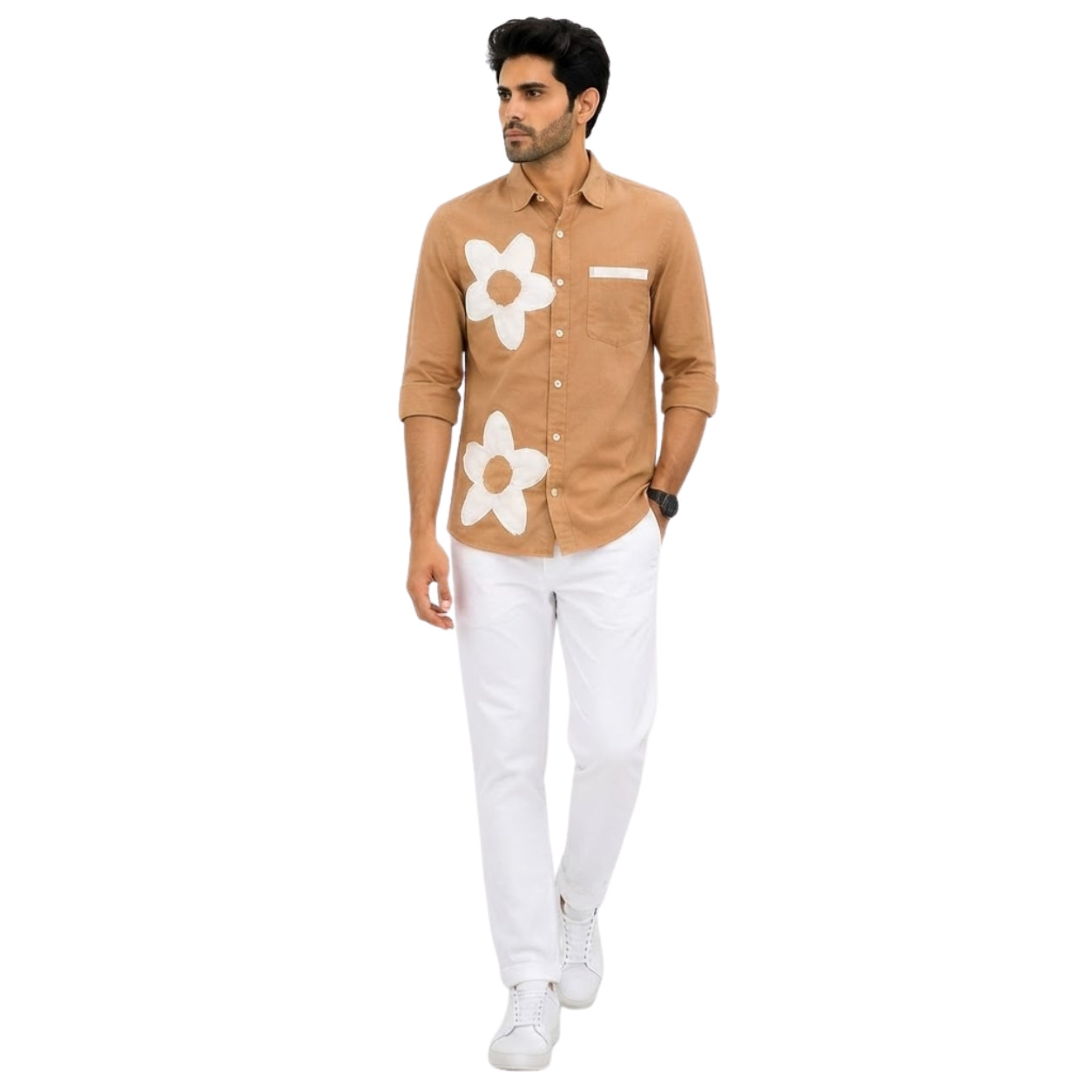 BS-965 FLOWER CREATION LINAN BROWN SHIRT