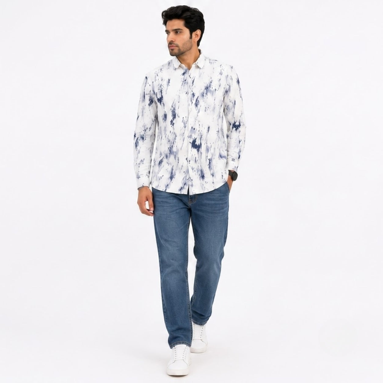 XC-8224 WHITE BLUE SHADED SHIRT