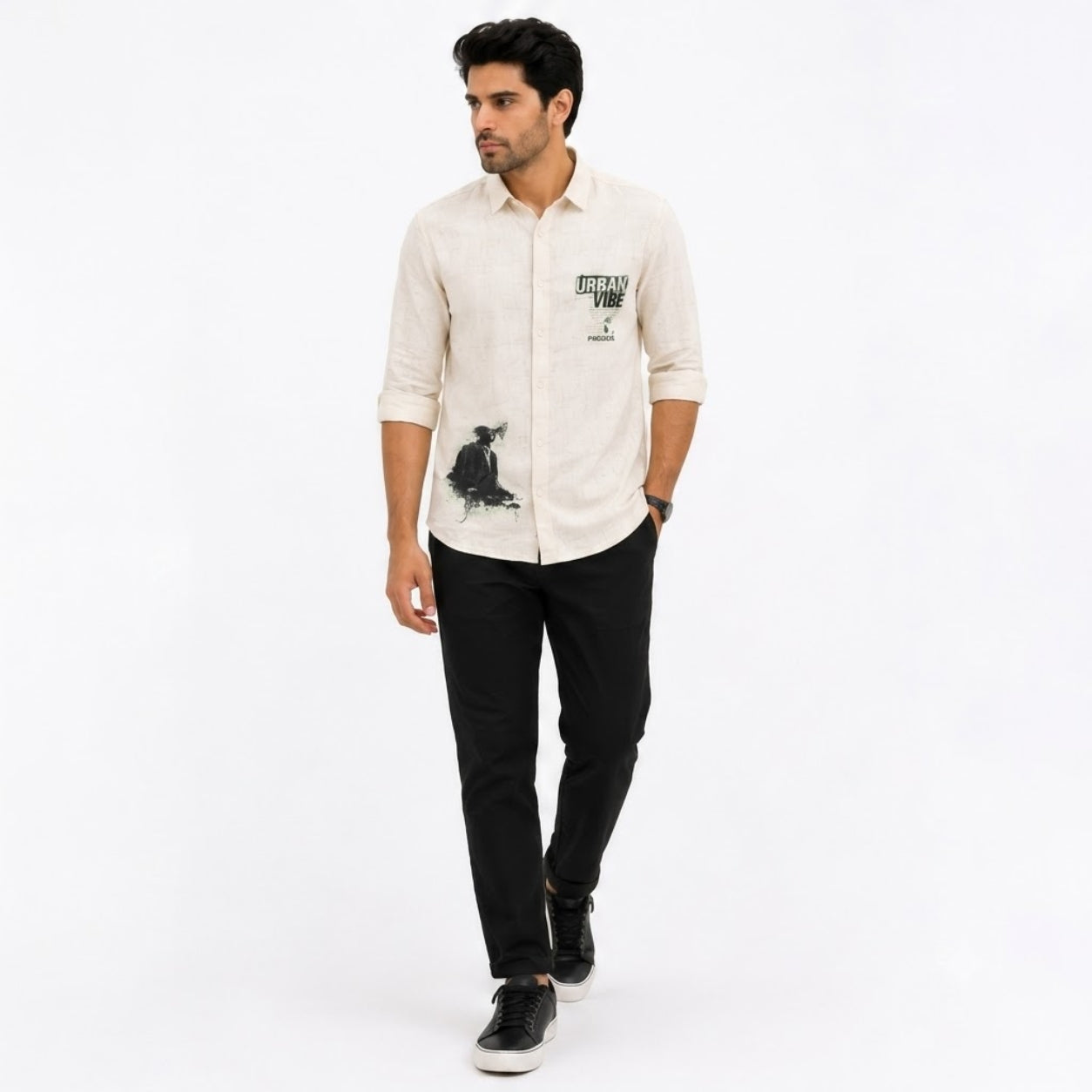 OB-975-B LINAN FABRIC SHIRT