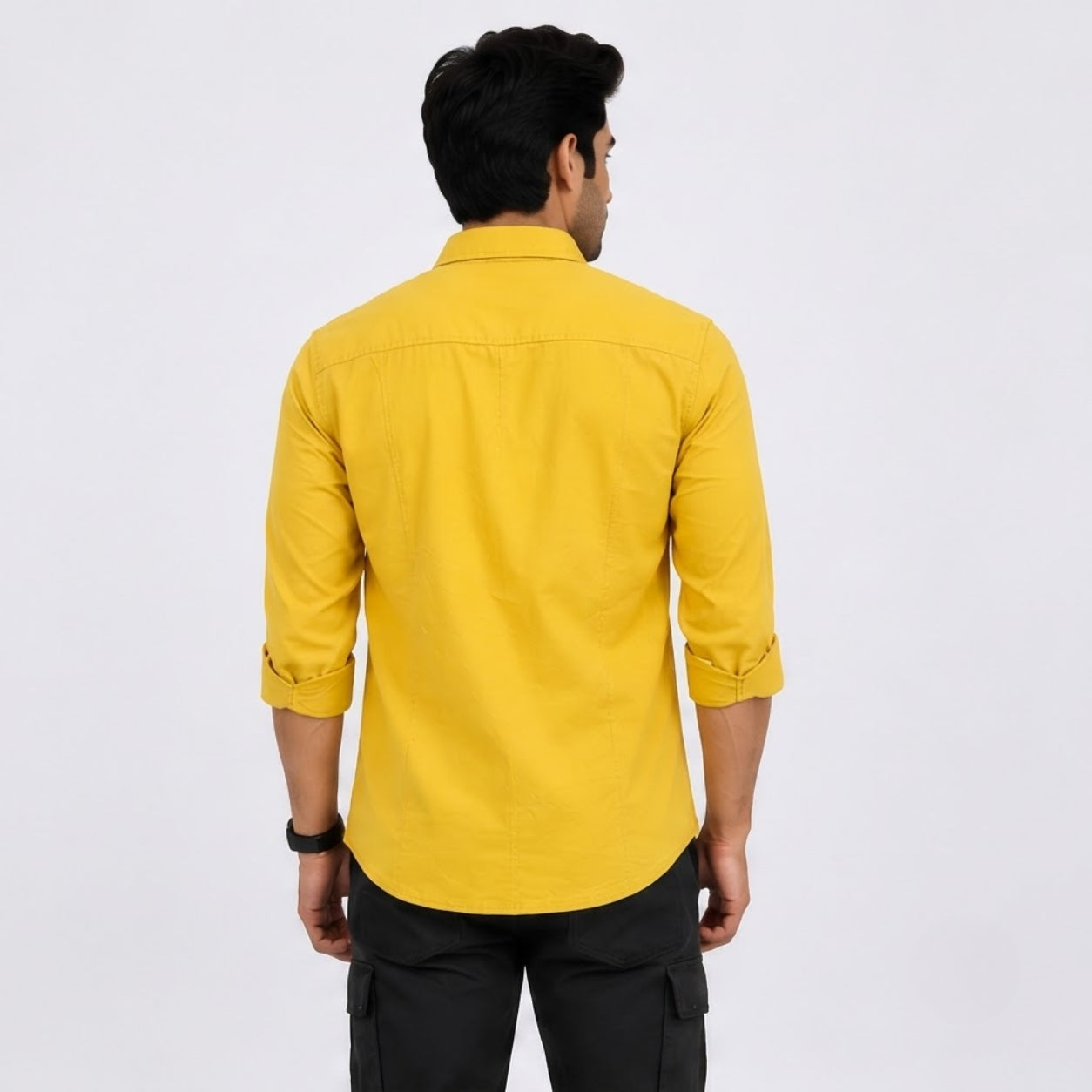 TGT 727-2 HOURSE PRINTED YELLOW SHIRT