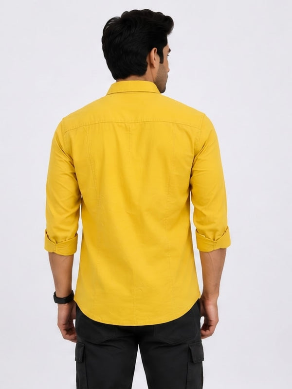 TGT 727-2 HOURSE PRINTED YELLOW SHIRT