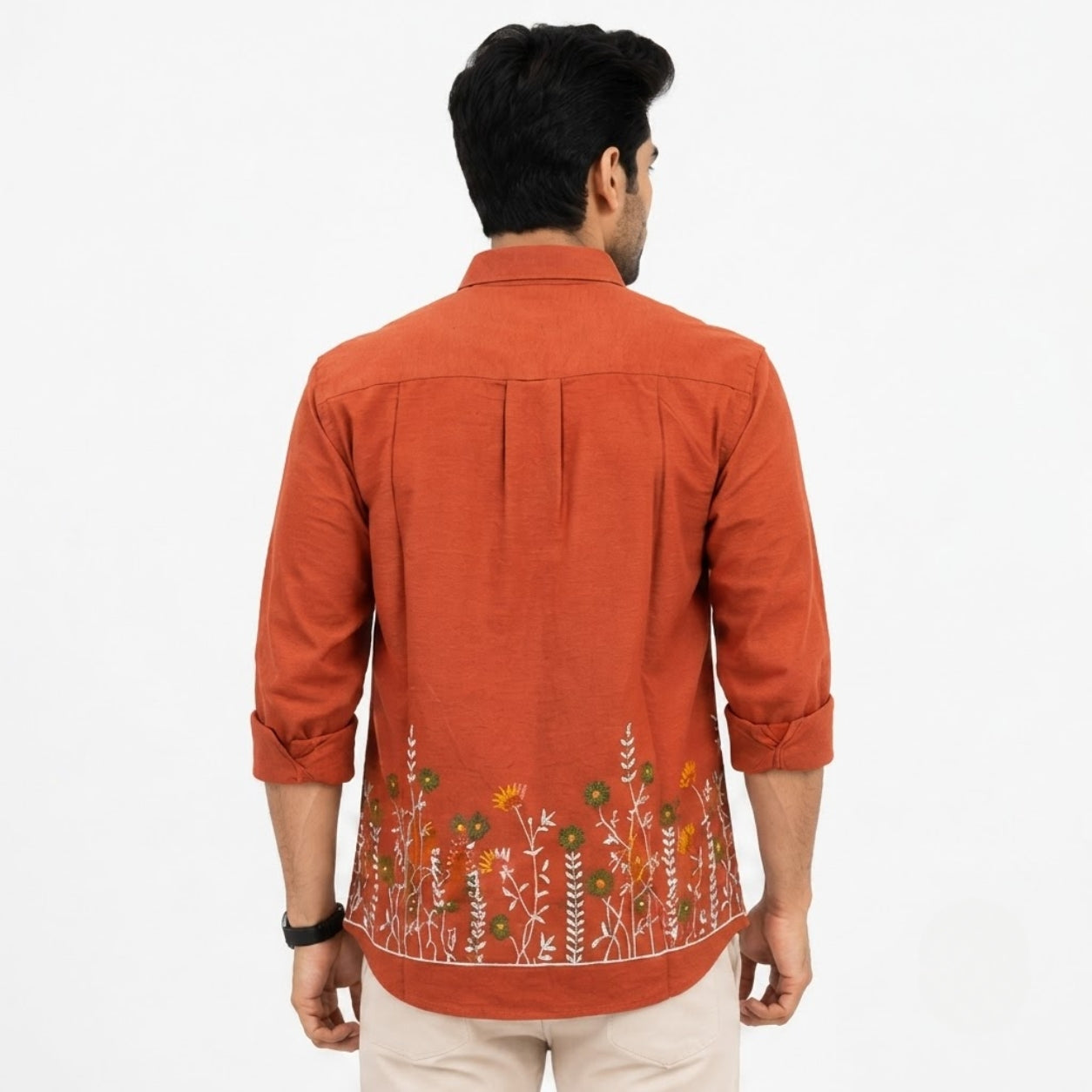 OB-747 RUST EMBROIDERY SHIRT