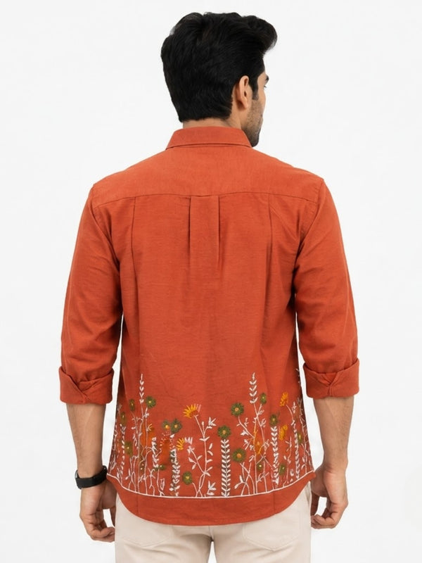 OB-747 RUST EMBROIDERY SHIRT