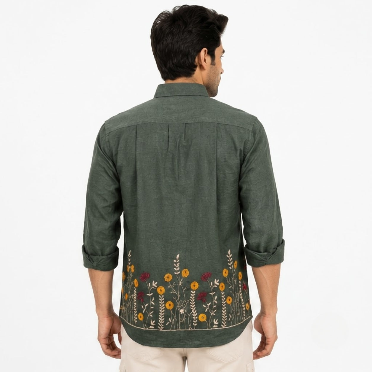 OB-747 GREEN EMBROIDERY SHIRT