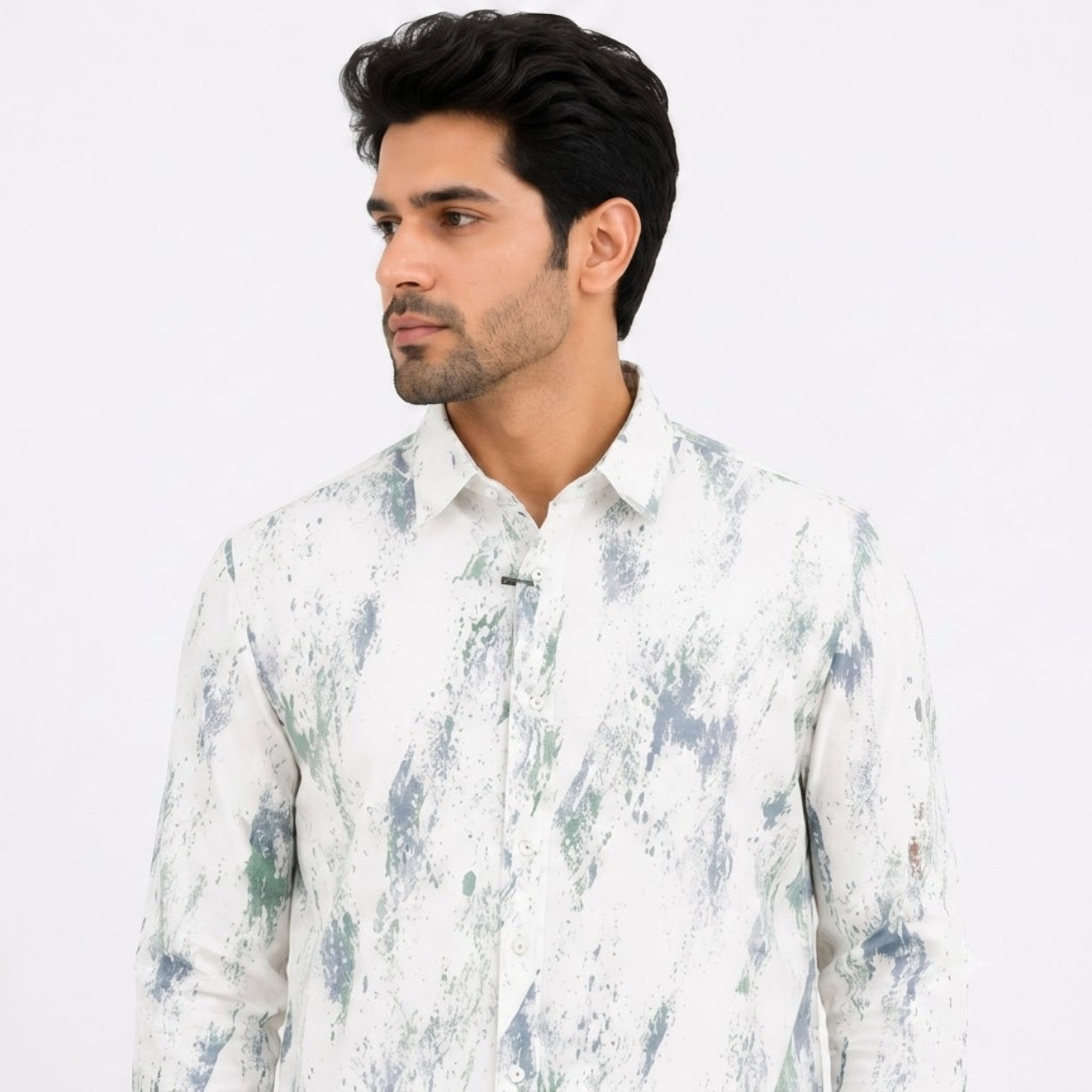 XC-8224 WHITE GREEN SHADED SHIRT