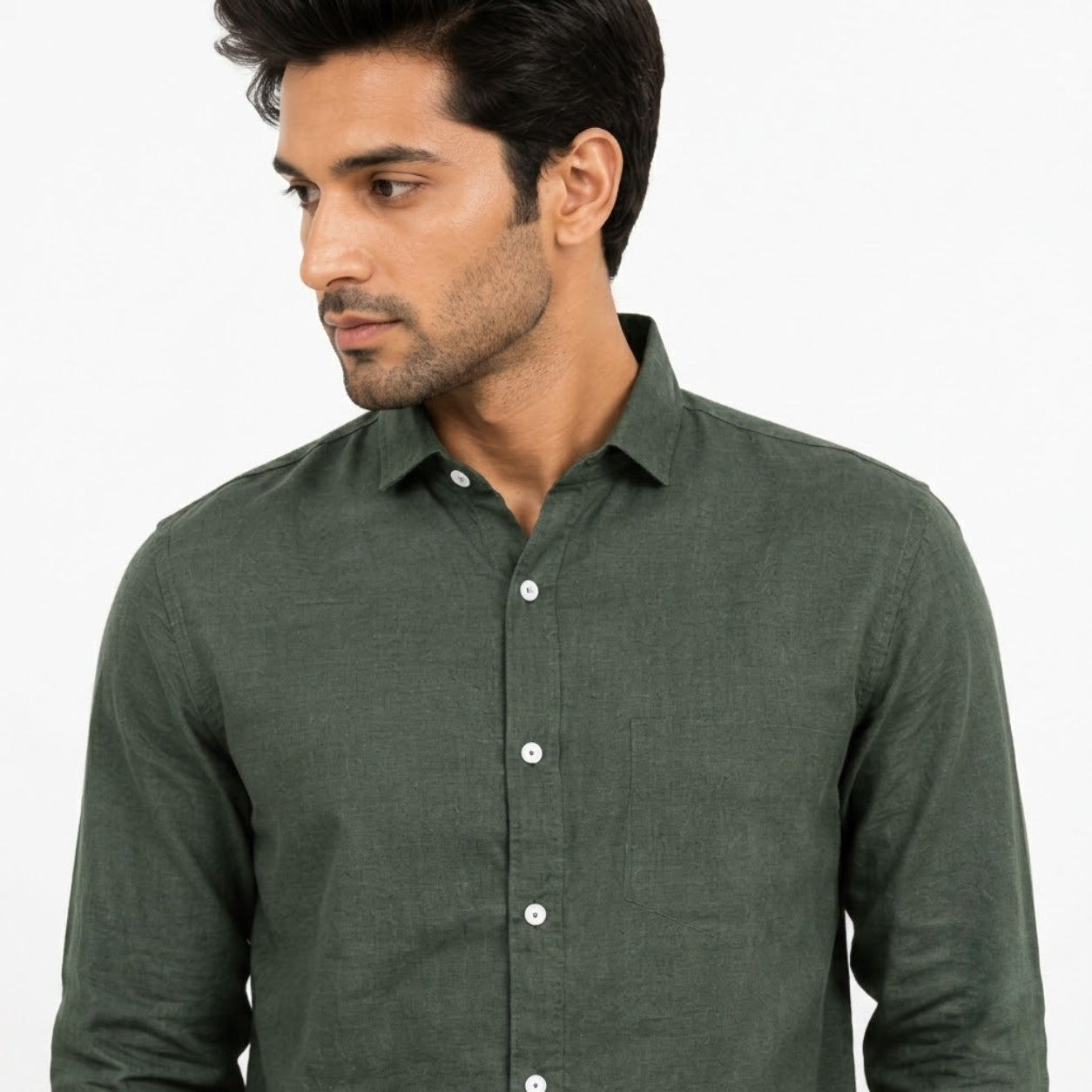 OB-747 GREEN EMBROIDERY SHIRT
