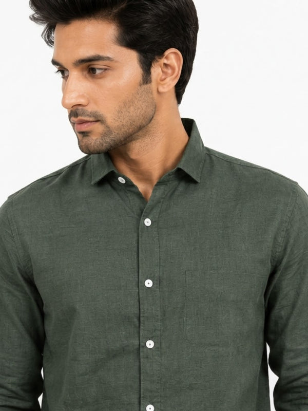 OB-747 GREEN EMBROIDERY SHIRT
