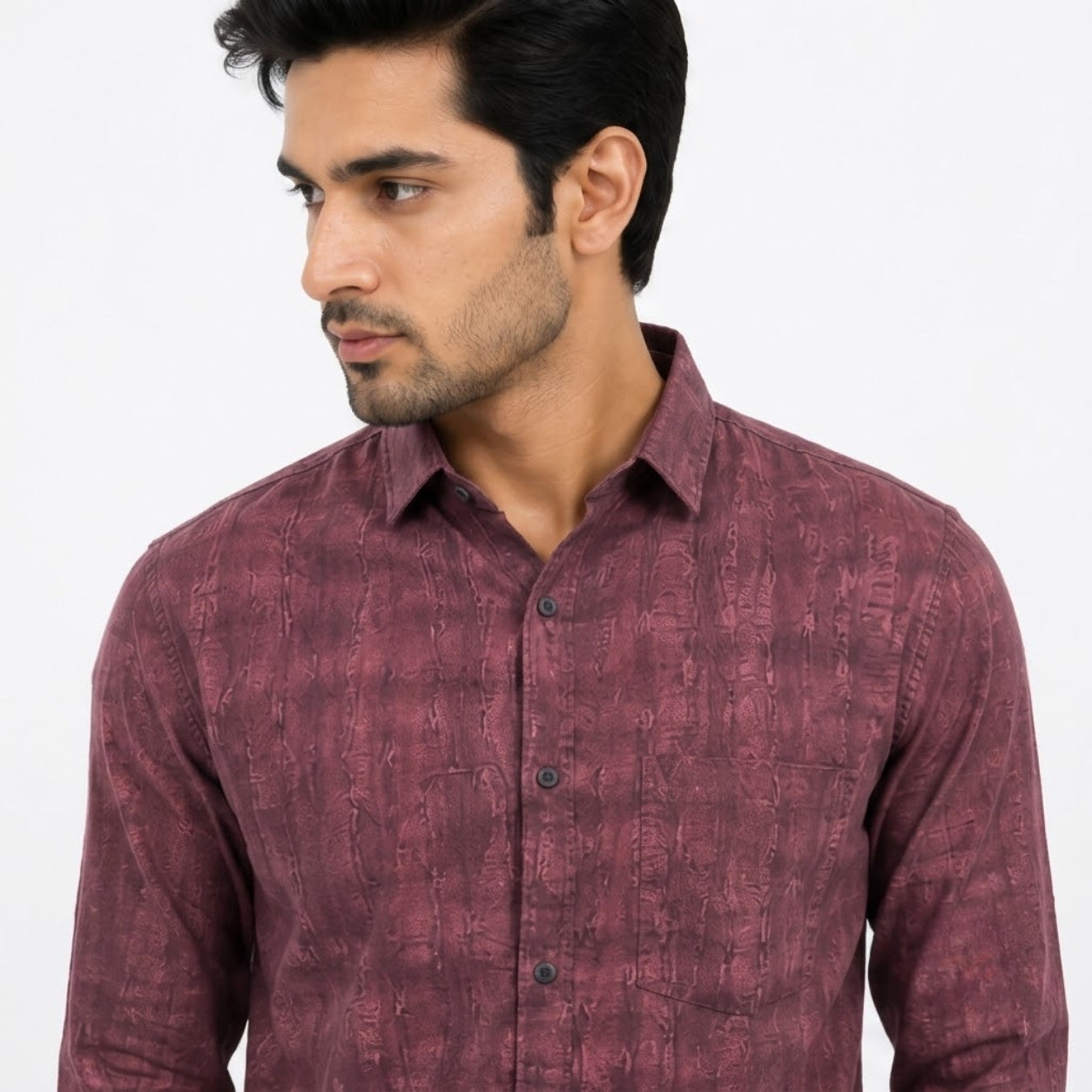 XC-6339 MARRON IMPORTED FABRIC SHIRT
