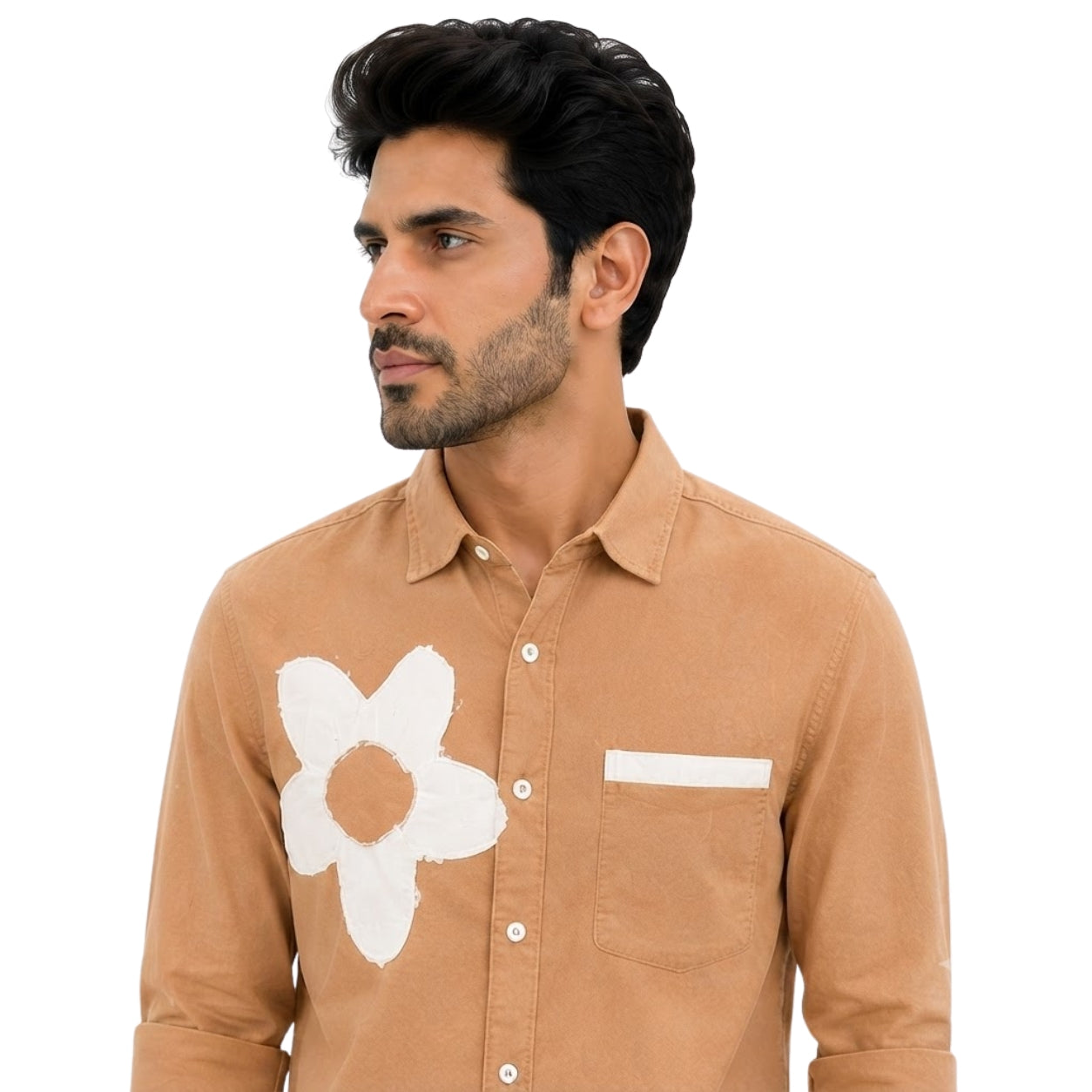 BS-965 FLOWER CREATION LINAN BROWN SHIRT