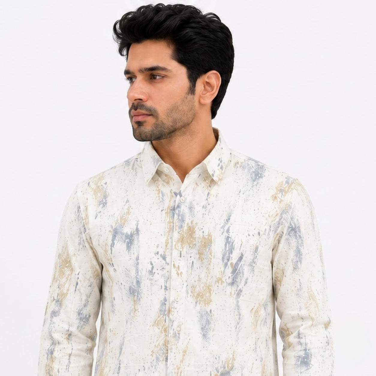 XC-8224 WHITE GREY SHADED SHIRT