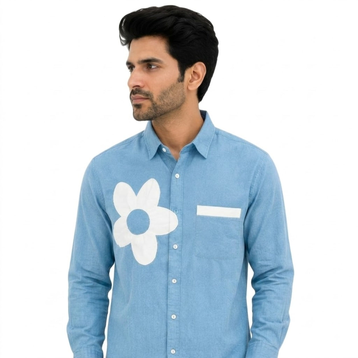 BS-965 FLOWER CREATION LINAN SKY BLUE SHIRT