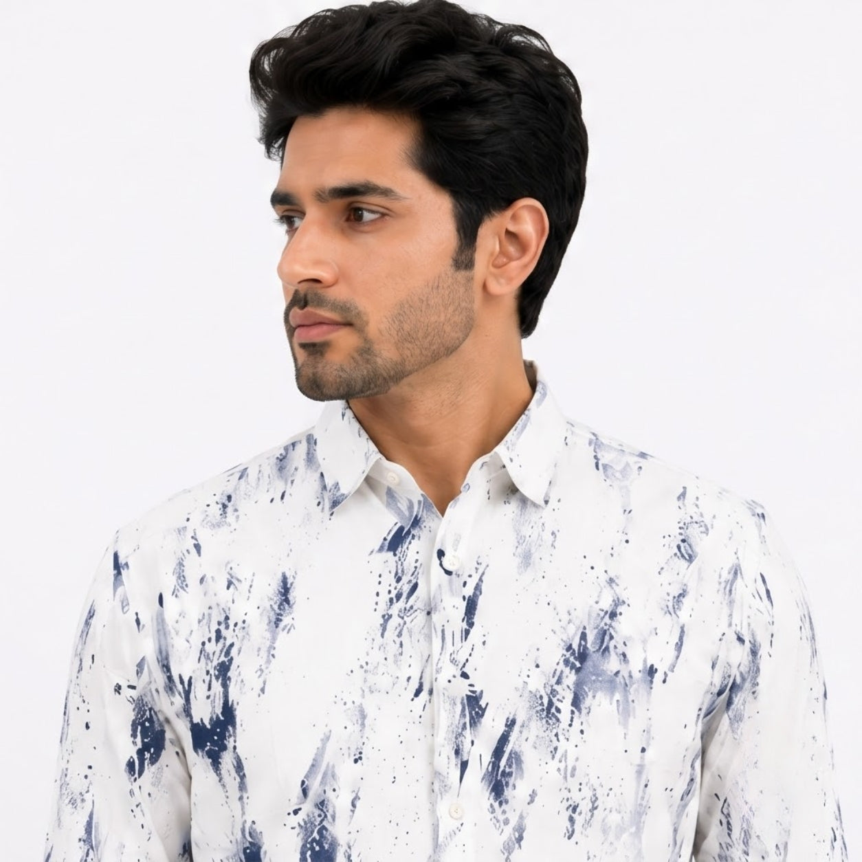 XC-8224 WHITE BLUE SHADED SHIRT