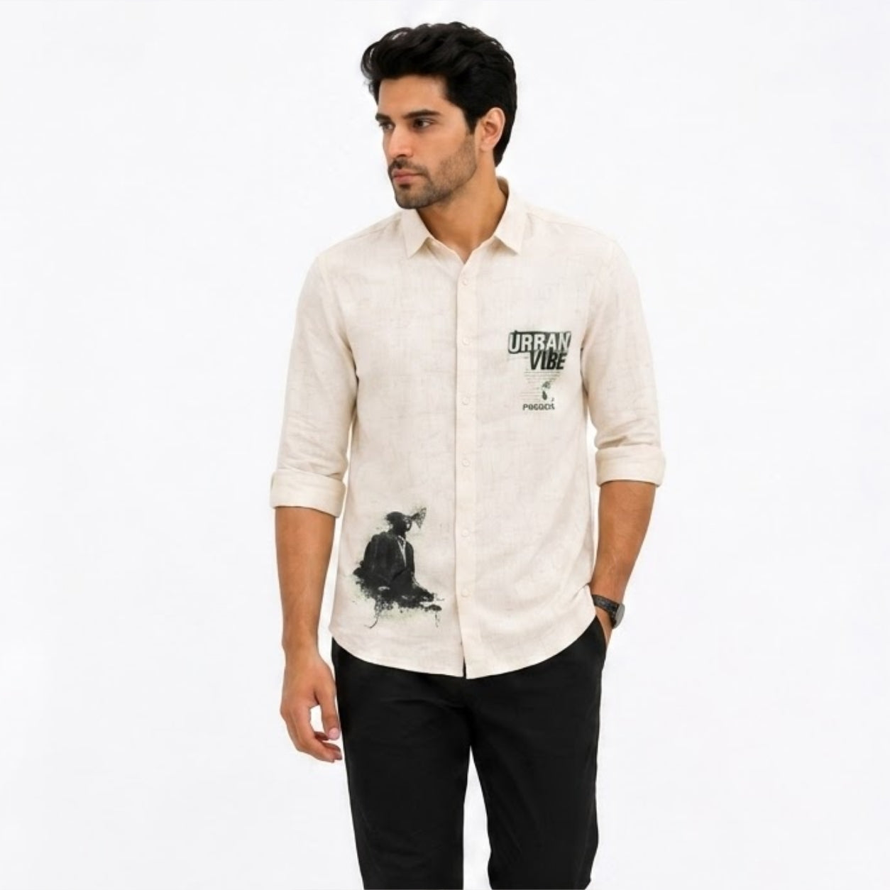 OB-975-B LINAN FABRIC SHIRT