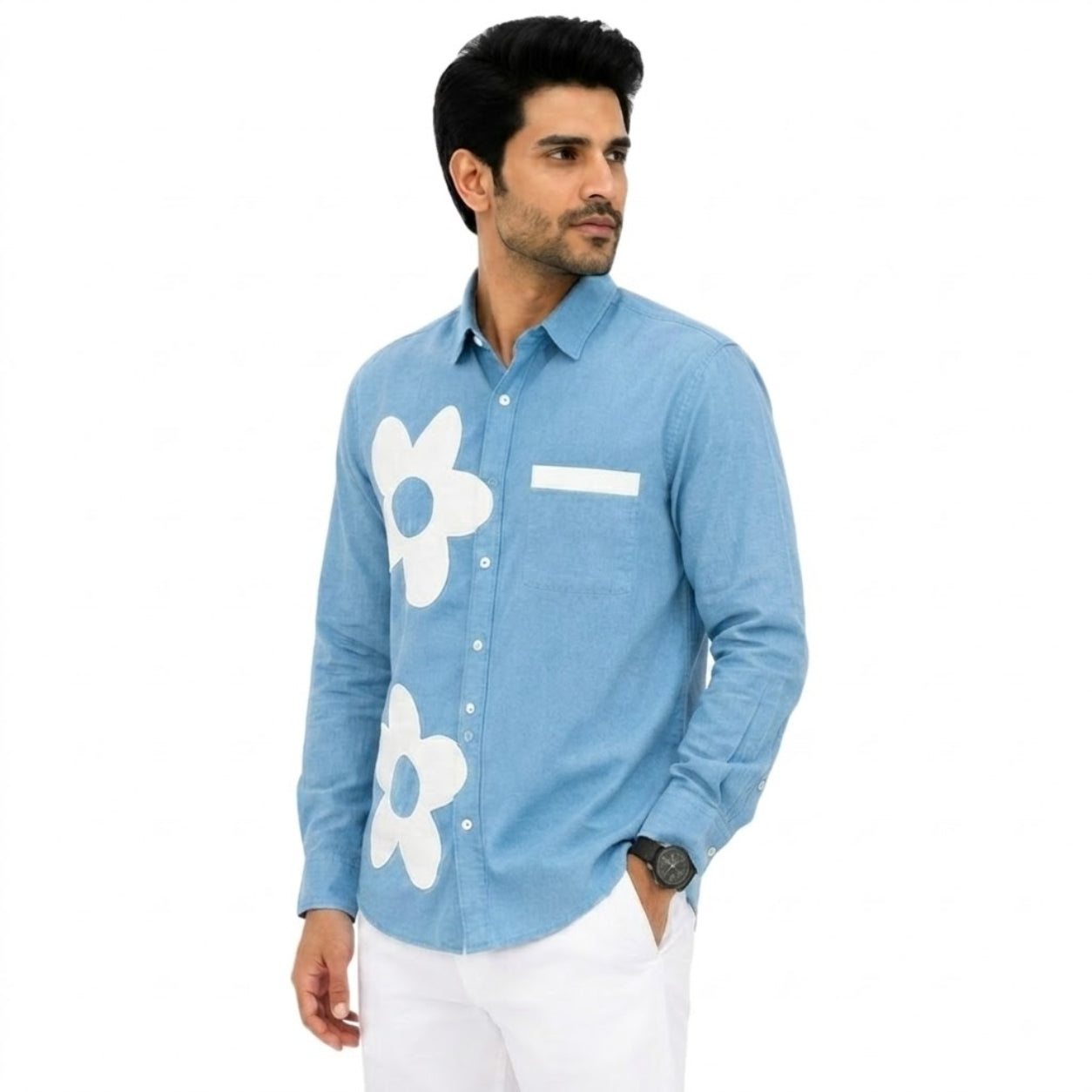 BS-965 FLOWER CREATION LINAN SKY BLUE SHIRT