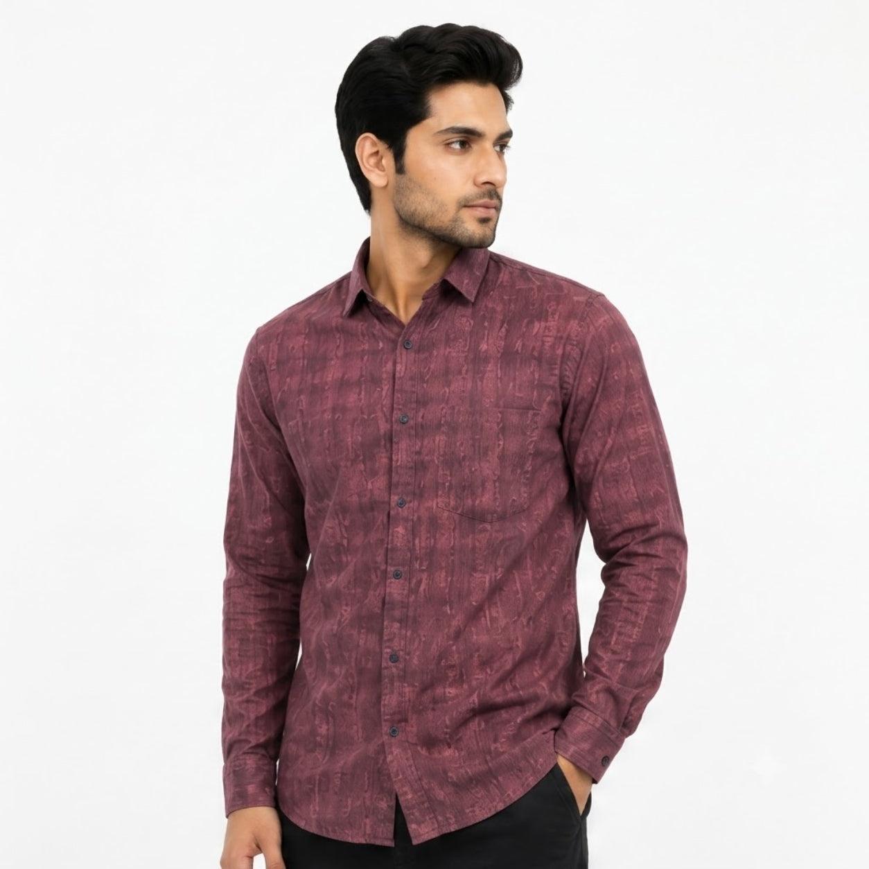 XC-6339 MARRON IMPORTED FABRIC SHIRT